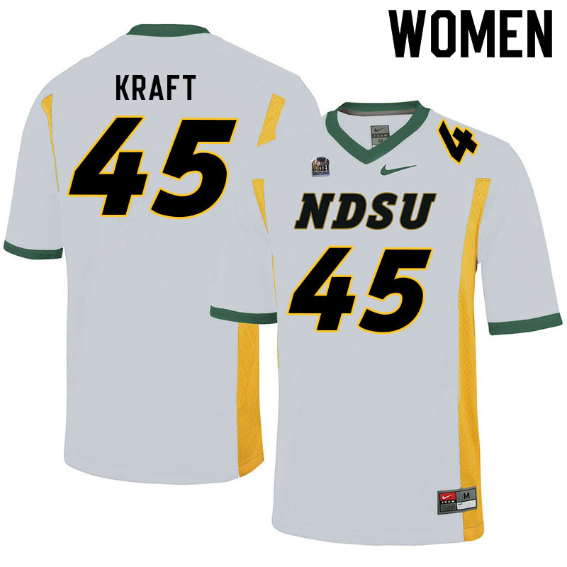 Women #45 Nathan Kraft North Dakota State Bison College Football Jerseys Sale-White